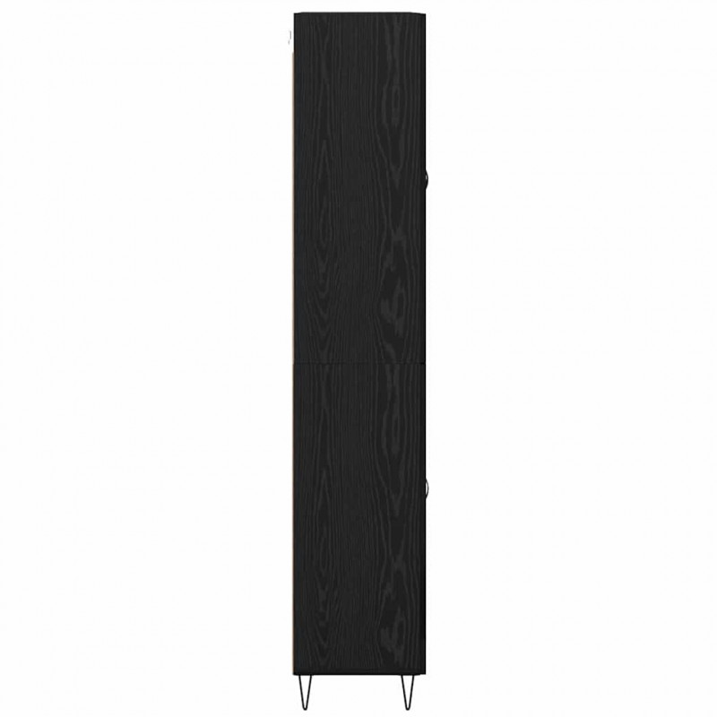 Highboard 2 pcs Czarny Dąb Drewno inżynieryjne i szkło