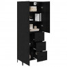 Highboard Czarny Dąb 69,5 x 34 x 180 cm Materiał drewnopochodny