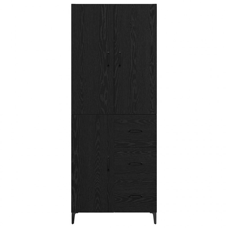 Highboard Czarny Dąb 69,5 x 34 x 180 cm Materiał drewnopochodny