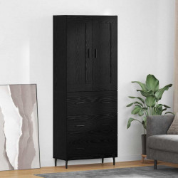 Highboard z szufladą 2 pcs Czarny Dąb Materiał drewnopochodny
