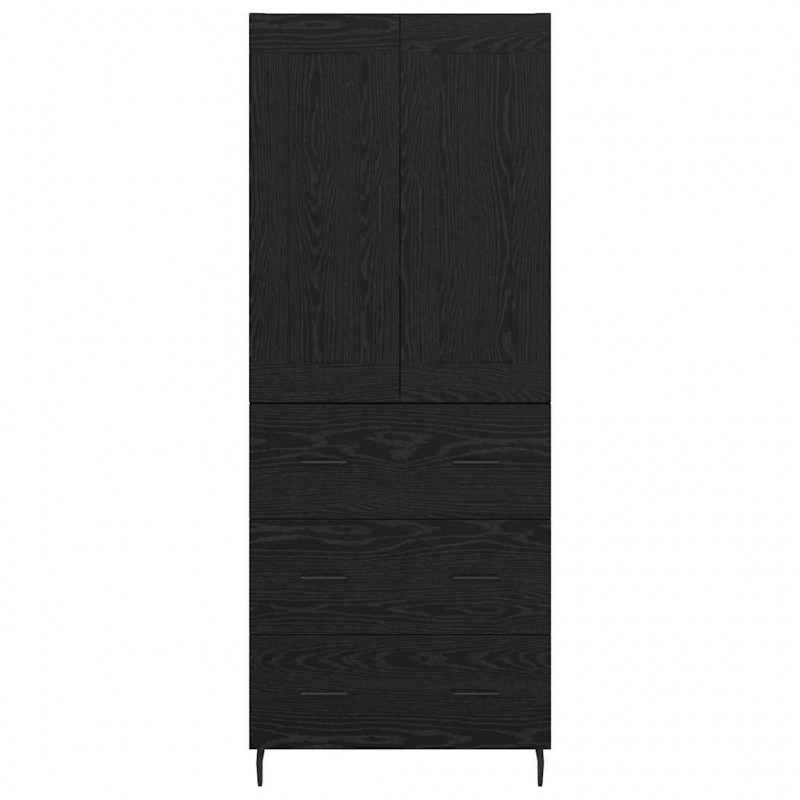 Highboard z szufladą 2 pcs Czarny Dąb Materiał drewnopochodny
