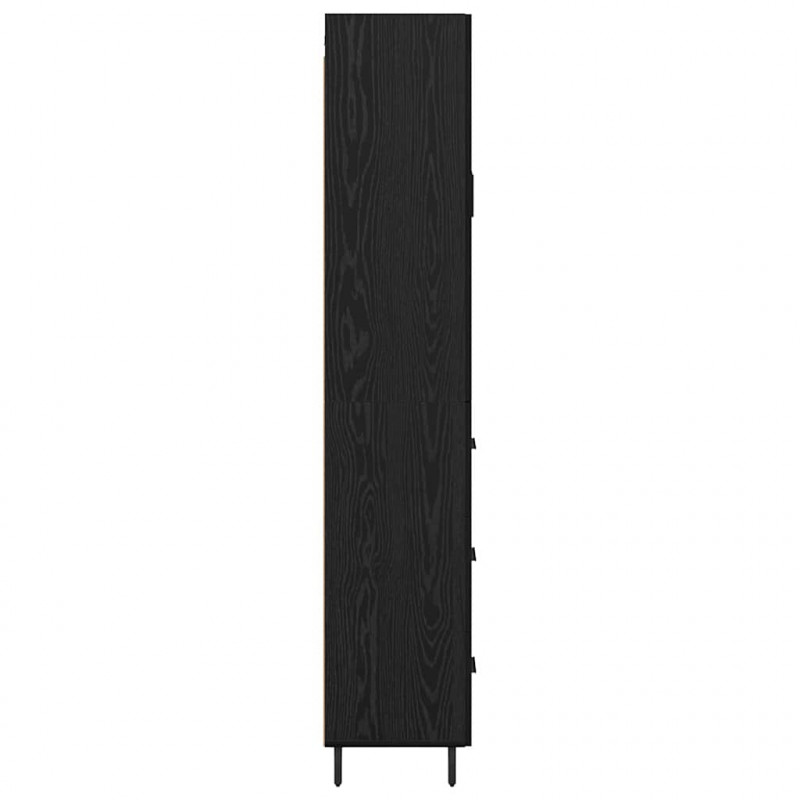 Highboard z szufladą 2 pcs Czarny Dąb Materiał drewnopochodny