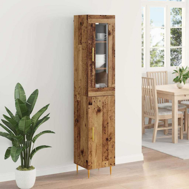 Highboard 2 pcs Stare drewno Materiał drewnopochodny