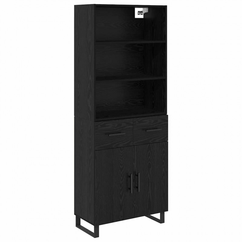 Highboard Czarny Dąb 69,5 x 34 x 180 cm Materiał drewnopochodny