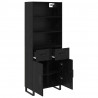 Highboard Czarny Dąb 69,5 x 34 x 180 cm Materiał drewnopochodny