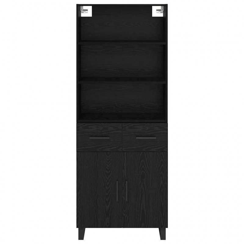 Highboard Czarny Dąb 69,5 x 34 x 180 cm Materiał drewnopochodny