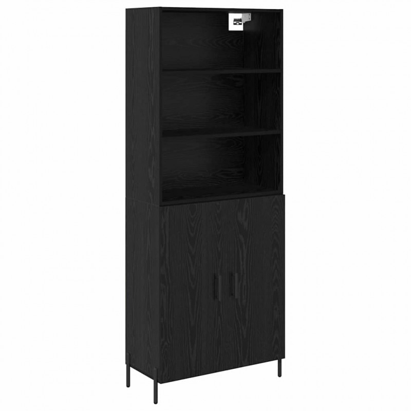 Highboard Czarny Dąb 69,5 x 34 x 180 cm Materiał drewnopochodny