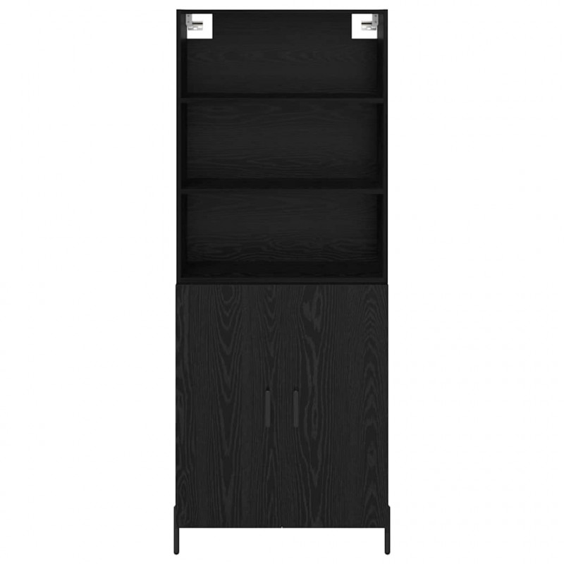 Highboard Czarny Dąb 69,5 x 34 x 180 cm Materiał drewnopochodny