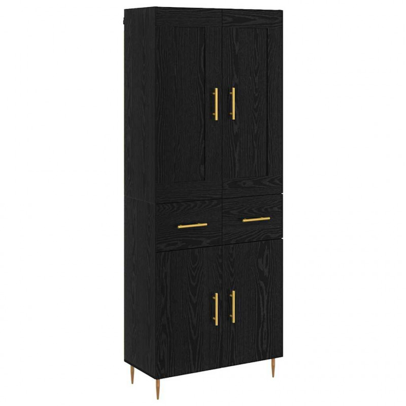 Highboard Czarny Dąb 69,5 x 34 x 180 cm Materiał drewnopochodny