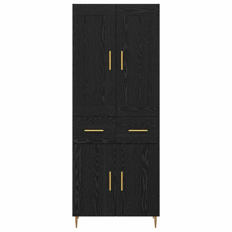 Highboard Czarny Dąb 69,5 x 34 x 180 cm Materiał drewnopochodny
