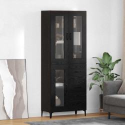 Highboard Czarny Dąb 69,5 x 34 x 180 cm Materiał drewnopochodny