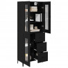 Highboard Czarny Dąb 69,5 x 34 x 180 cm Materiał drewnopochodny