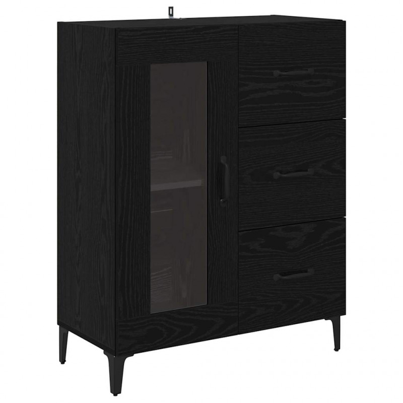 Highboard Czarny Dąb 69,5 x 34 x 180 cm Materiał drewnopochodny