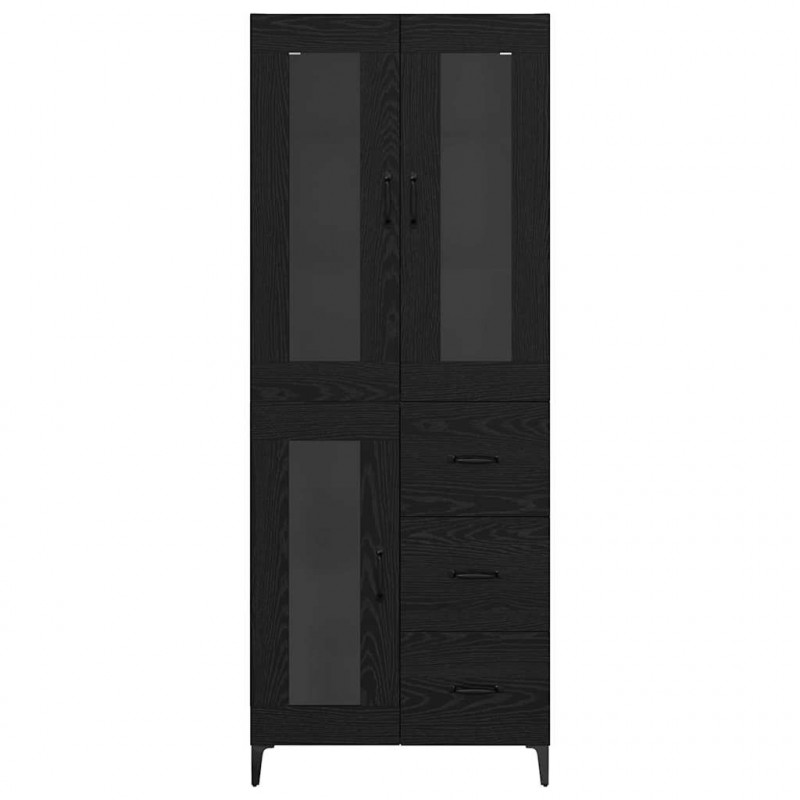 Highboard Czarny Dąb 69,5 x 34 x 180 cm Materiał drewnopochodny
