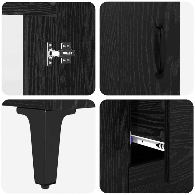 Highboard Czarny Dąb 69,5 x 34 x 180 cm Materiał drewnopochodny