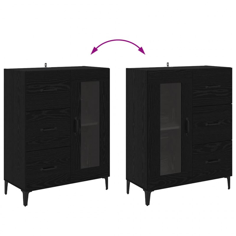 Highboard Czarny Dąb 69,5 x 34 x 180 cm Materiał drewnopochodny