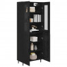 Highboard 2 pcs Czarny Dąb Drewno inżynieryjne i szkło