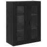 Highboard 2 pcs Czarny Dąb Drewno inżynieryjne i szkło