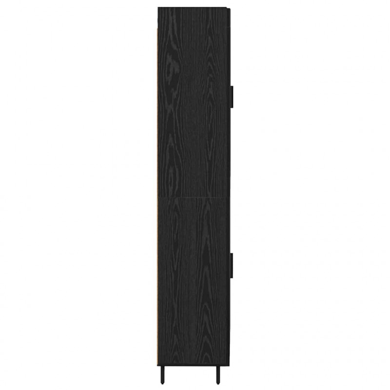 Highboard 2 pcs Czarny Dąb Drewno inżynieryjne i szkło