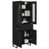 Highboard 2 pcs Czarny Dąb Drewno inżynieryjne i szkło