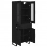 Highboard 2 pcs Czarny Dąb Drewno inżynieryjne i szkło