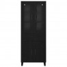 Highboard 2 pcs Czarny Dąb Drewno inżynieryjne i szkło