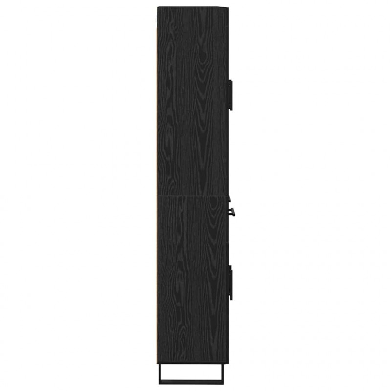 Highboard 2 pcs Czarny Dąb Drewno inżynieryjne i szkło