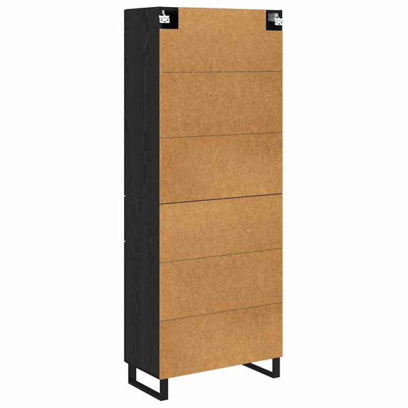 Highboard 2 pcs Czarny Dąb Drewno inżynieryjne i szkło