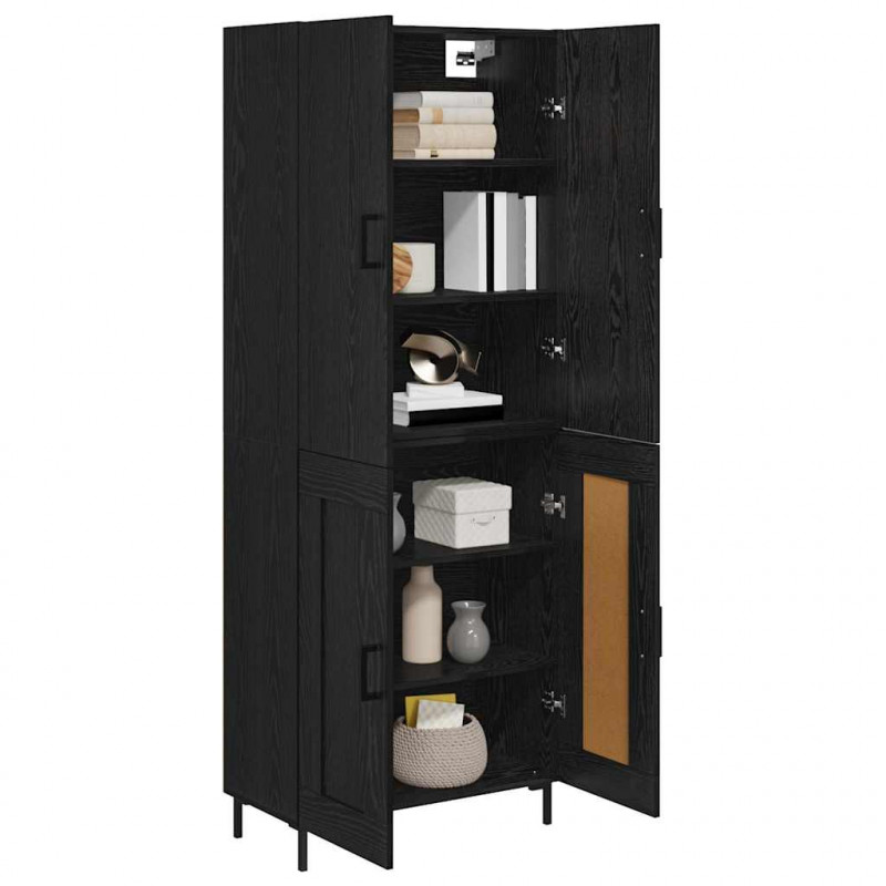 Highboard Czarny Dąb 69,5 x 34 x 180 cm Materiał drewnopochodny