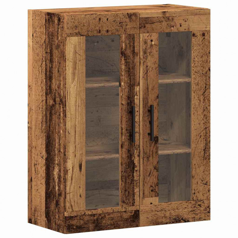Highboard 2 pcs Stare drewno Drewno inżynieryjne i szkło