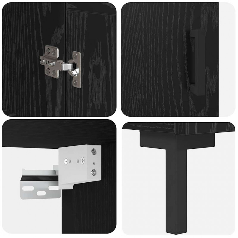Highboard Czarny Dąb 69,5 x 34 x 180 cm Materiał drewnopochodny