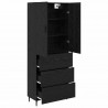 Highboard 2 pcs Czarny dąb Drewno inżynieryjne i szkło
