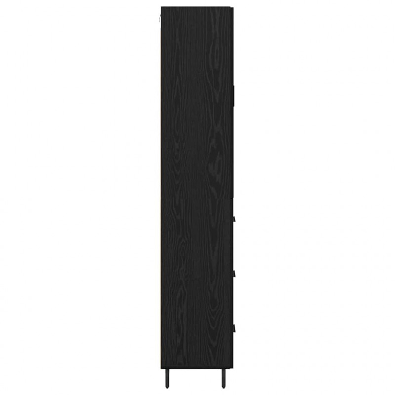 Highboard 2 pcs Czarny dąb Drewno inżynieryjne i szkło