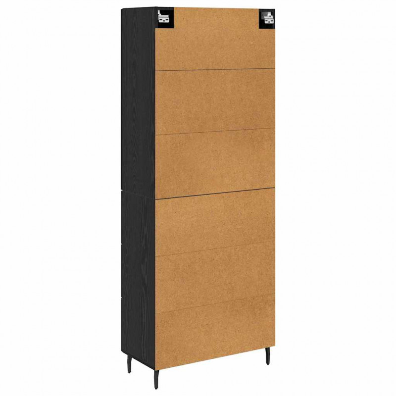 Highboard 2 pcs Czarny dąb Drewno inżynieryjne i szkło