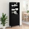 Highboard Czarny Dąb 69,5 x 34 x 180 cm Materiał drewnopochodny