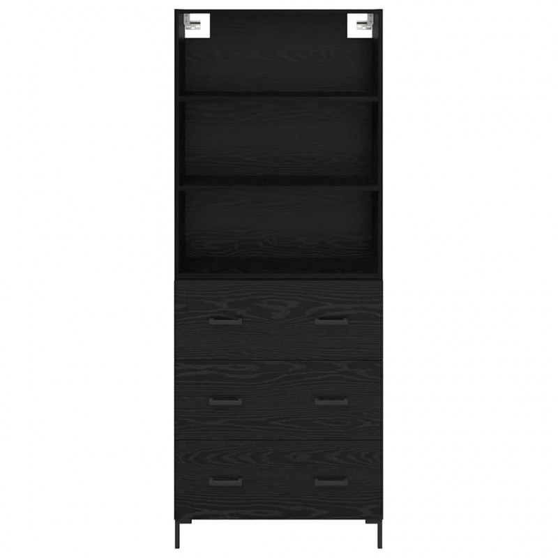 Highboard Czarny Dąb 69,5 x 34 x 180 cm Materiał drewnopochodny
