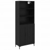 Highboard Czarny Dąb 69,5 x 34 x 180 cm Materiał drewnopochodny