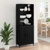 Highboard Czarny Dąb 69,5 x 34 x 180 cm Materiał drewnopochodny