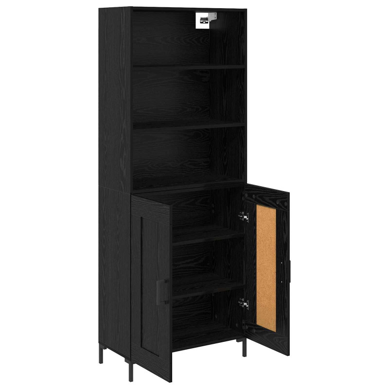 Highboard Czarny Dąb 69,5 x 34 x 180 cm Materiał drewnopochodny