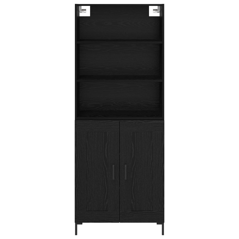 Highboard Czarny Dąb 69,5 x 34 x 180 cm Materiał drewnopochodny