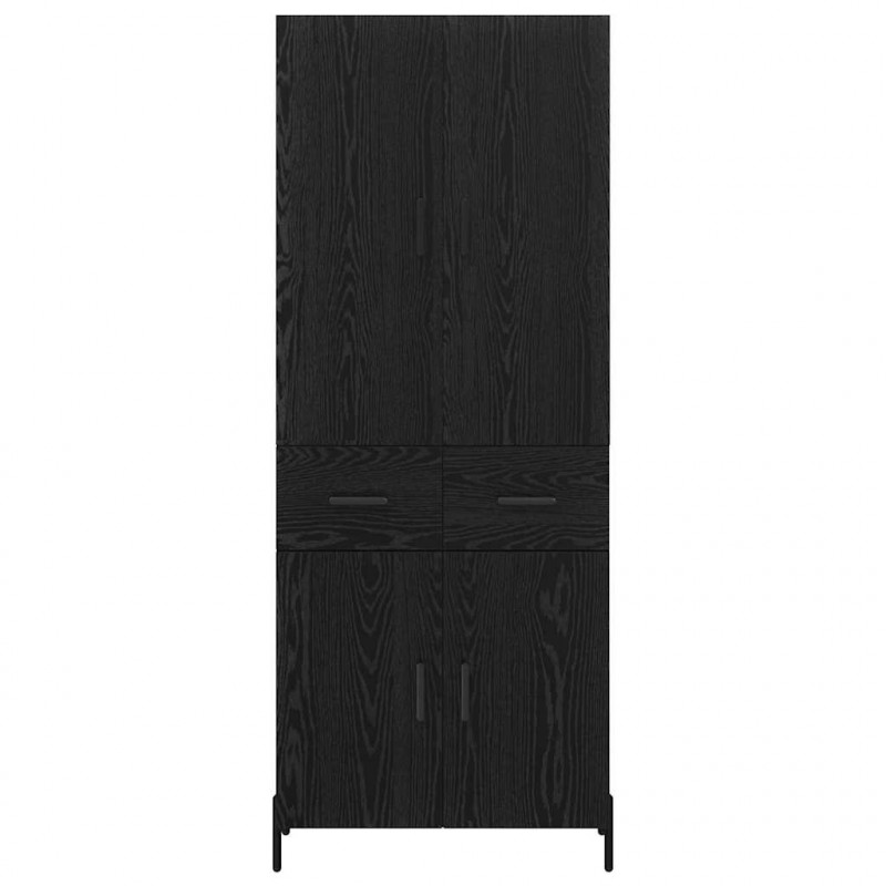 Highboard Czarny Dąb 69,5 x 34 x 180 cm Materiał drewnopochodny