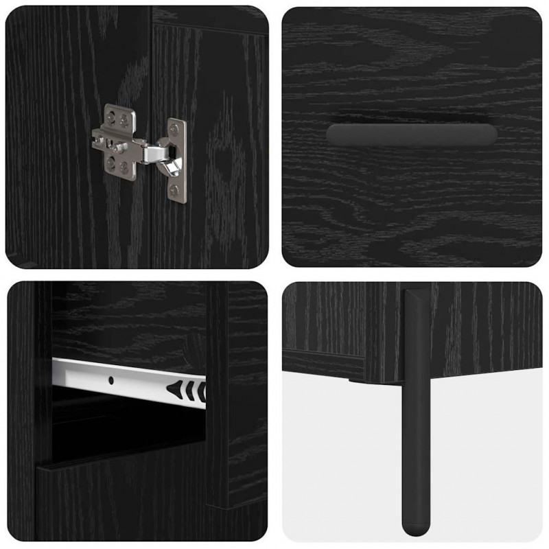 Highboard Czarny Dąb 69,5 x 34 x 180 cm Materiał drewnopochodny