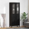 Highboard 2 pcs Czarny Dąb Drewno inżynieryjne i szkło