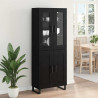 Highboard 2 pcs Czarny Dąb Drewno inżynieryjne i szkło