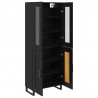Highboard 2 pcs Czarny Dąb Drewno inżynieryjne i szkło