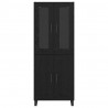 Highboard 2 pcs Czarny Dąb Drewno inżynieryjne i szkło