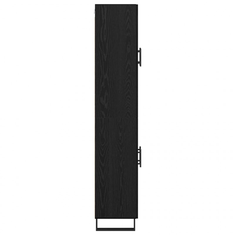 Highboard 2 pcs Czarny Dąb Drewno inżynieryjne i szkło
