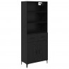 Highboard Czarny Dąb 69,5 x 34 x 180 cm Materiał drewnopochodny
