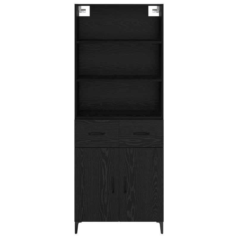 Highboard Czarny Dąb 69,5 x 34 x 180 cm Materiał drewnopochodny