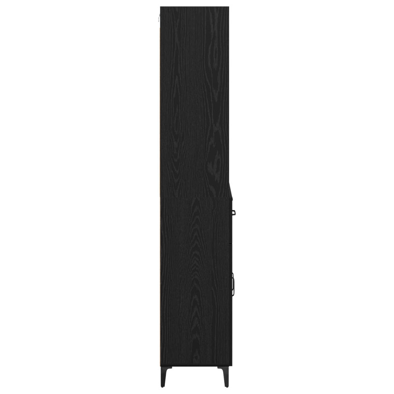 Highboard Czarny Dąb 69,5 x 34 x 180 cm Materiał drewnopochodny